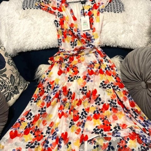 DKNY WRAP MIDI DRESS - Picture 1 of 3